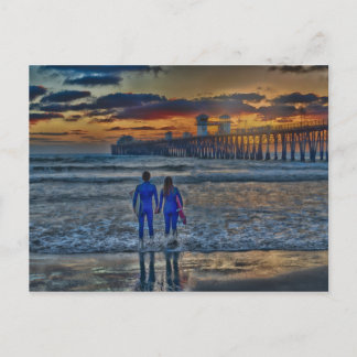 Romantische Surfer Postkarte