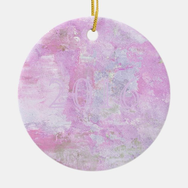 Romantische süße Happy New Year 2016 Soft Pink Keramik Ornament (Vorne)