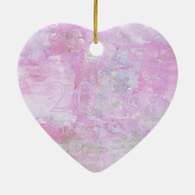 Romantische süße Happy New Year 2016 Soft Pink Keramikornament (Hinten)