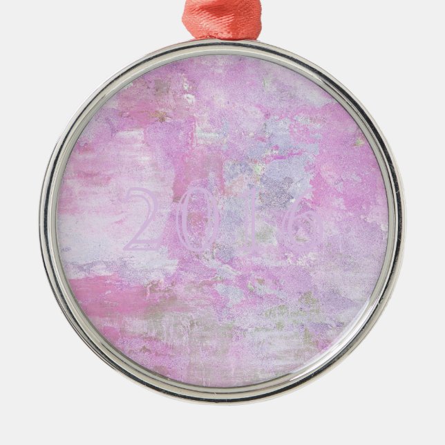 Romantische süße Happy New Year 2016 Soft Pink Silbernes Ornament (Vorne)