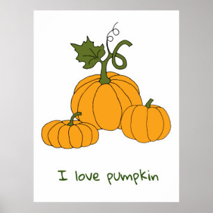 Romantische Süße orange Kürbisernte Poster