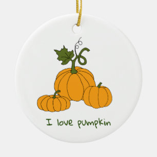 Romantische süße orange Kürbisherbst Keramik Ornament