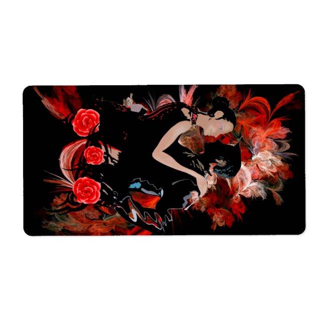 Romantische Tangotänzer auf rotem Fraktal (Vorne)