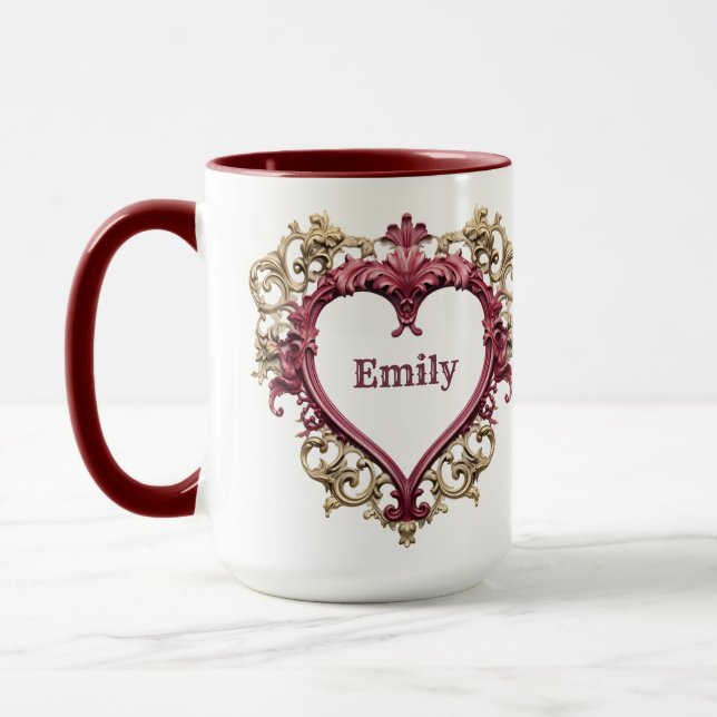 Romantische Tasse des Valentinstag Herzens (Links)