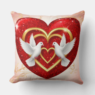 Romantische Tauben Herz Liebe Kissen
