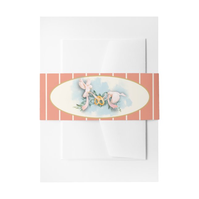 Romantische Taubenkorallenhochzeit Einladungsbanderole (Vorderseite Beispiel)