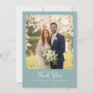 Romantische Teal-Elegante Foto Dankeskarte