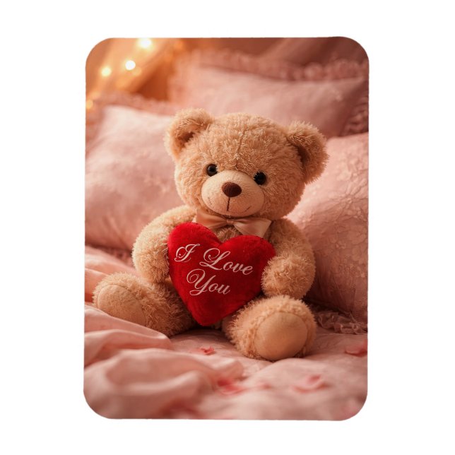 Romantische Teddybär-Valentinsillustration Magnet (Vertikal)