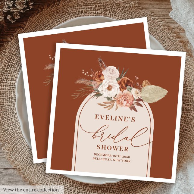 Romantische Terracotta Pampas boho Brigaden Serviette (Romantic terracotta pampas boho bridal napkins

)