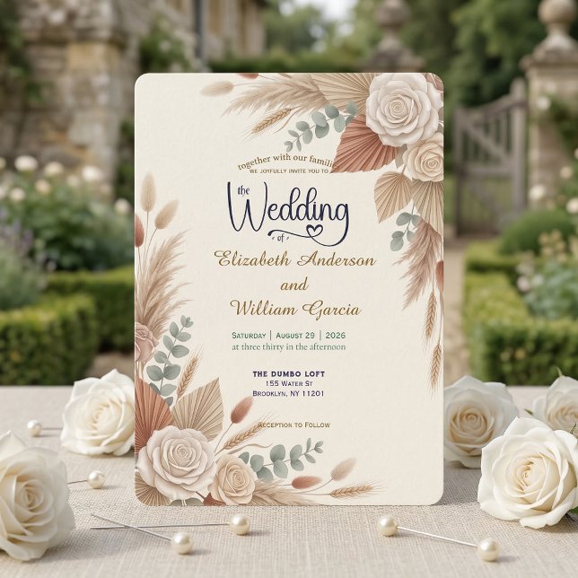 Romantische Terrakotta Boho-Chic-Hochzeit Einladung (Von Creator hochgeladen)