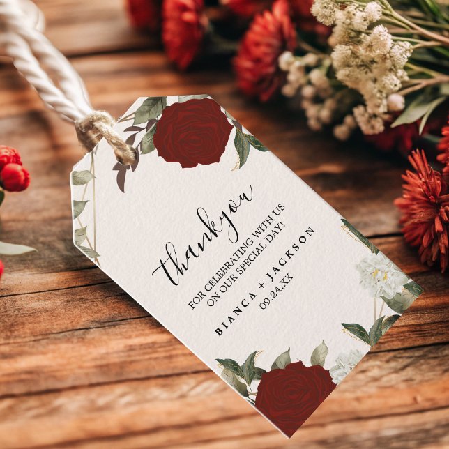 Romantische tiefe Rote Rose Blumenzauberkunst Geschenkanhänger (Von Creator hochgeladen)