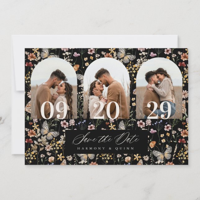 Romantische Torbogen-Wildblumen-Save-the-Date-Foto Save The Date (Vorderseite)