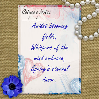 Romantische Trendy Blue & Red Hearts 4" x 6" Post-it Klebezettel