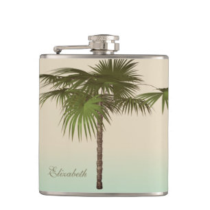 Romantische Tropenpalme - Personalisiert Flachmann