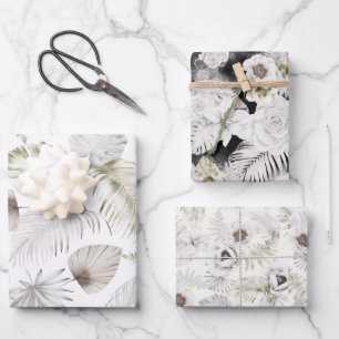 Romantische tropische Blumenblätter Geschenkpapier Set