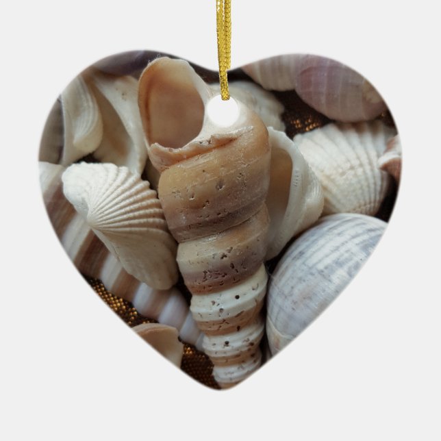 Romantische tropische exotische Muscheln Strand Li Keramik Ornament (Vorne)