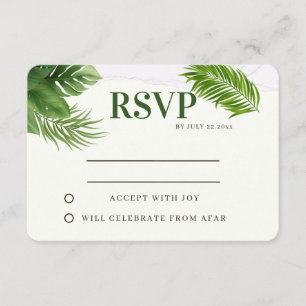 Romantische tropische Hochzeits-RSVP RSVP Karte