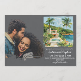 Romantische tropische Insel-Hochzeit Einladung