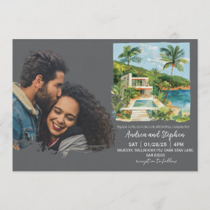 Romantische tropische Insel-Hochzeit Einladung