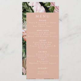 Romantische tropische, weiche, rosa grüne Pfirsich Menükarte