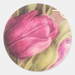 Romantische Tulpen 1 Runder Aufkleber