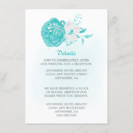 Romantische türkisblaue Blumendetails Hochzeit Begleitkarte