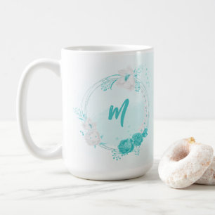 romantische türkisfarbene Blume Kaffeetasse