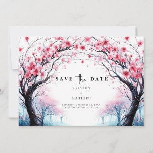 Romantische Typografie Cherry Blossom Hochzeit Save The Date