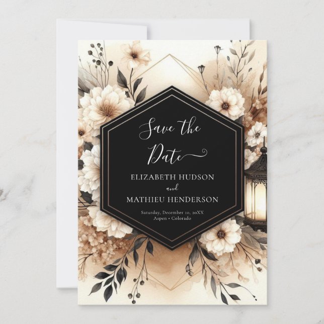 Romantische Typografie Rustikale Hochzeit Save The Date (Vorderseite)
