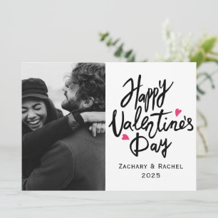 Romantische Typografie Valentinstag Paar 1 Foto Feiertagskarte