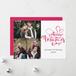 Romantische Typografie Valentinstag Paar 3 Foto Feiertagskarte