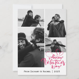Romantische Typografie Valentinstag Paar 4 Foto Feiertagskarte