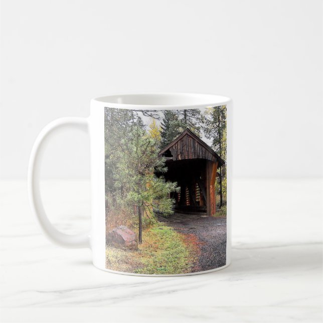 Romantische überdachte Brücke in Oregon Kaffeetasse (Links)