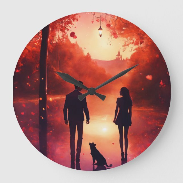 Romantische Uhr "Couple Art Wall Clock" - Zeitlose (Vorderseite)