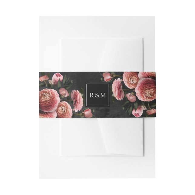 Romantische und moody-rosa Bouquet Einladungsbanderole (Vorderseite Beispiel)