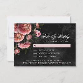Romantische und moody-rosa Bouquet | Optionen für RSVP Karte
