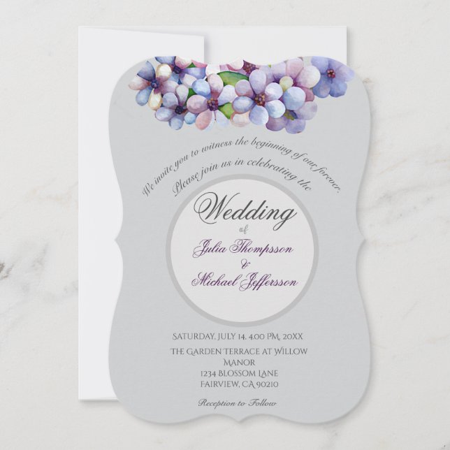 Romantische und poetische Pasta Lilac Wasserfarbe Einladung (Vorderseite)