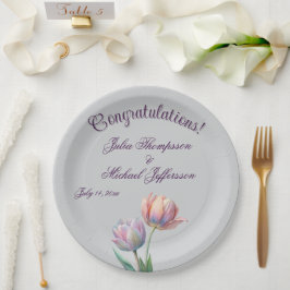 Romantische und poetische Pasta Tulips Wasserfarbe Pappteller