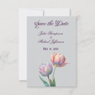 Romantische und poetische Pasta Tulips Wasserfarbe Save The Date