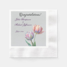 Romantische und poetische Pasta Tulips Wasserfarbe Serviette