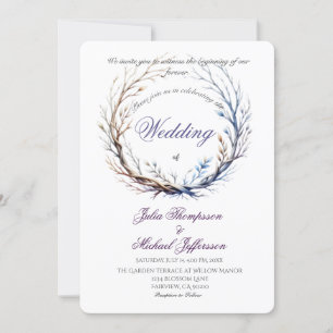 Romantische und poetische Pastel Lilac Rustikales Einladung