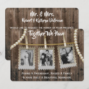 Romantische und rustikale Erneuerung mit Fotos Einladung