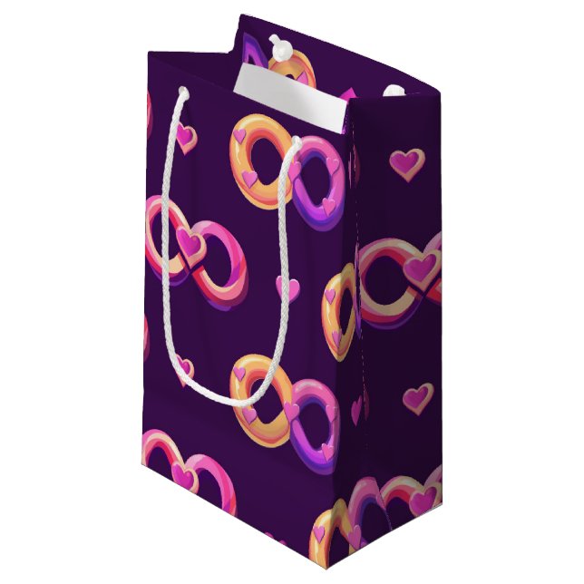 Romantische Unendlichkeit und Herz Kleine Geschenktüte (Vorderseite Schrägansicht)