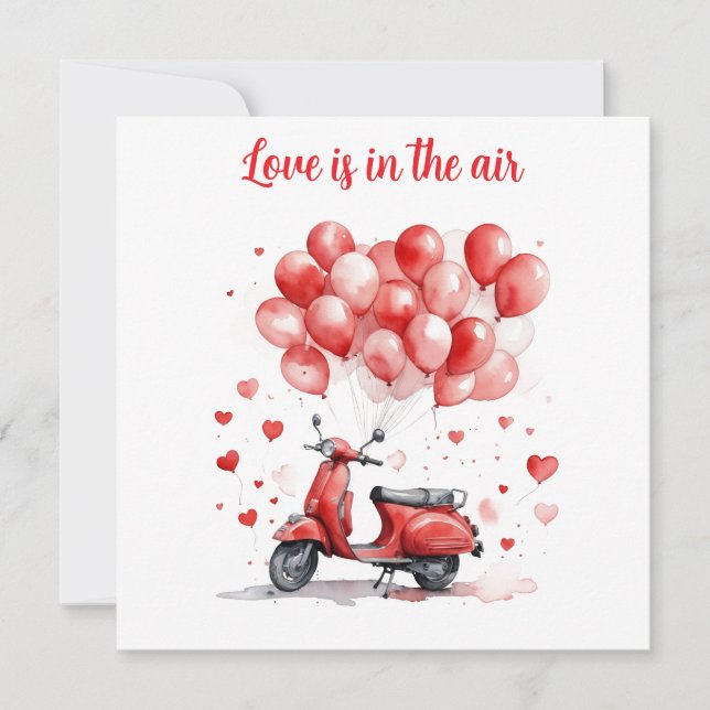 Romantische Valentine Red Scooter Italien Feiertagskarte (Vorderseite)