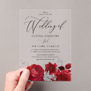 Romantische Valentines Rote Rose Arch Wedding Acryleinladungen