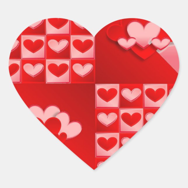 Romantische Valentinische Liebe Herz Rotes Herz Herz-Aufkleber (Vorderseite)