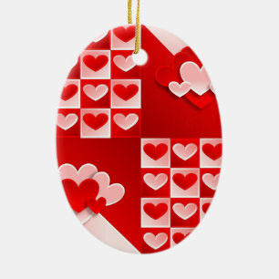 Romantische Valentinische Liebe Herz Rotes Herz Keramik Ornament