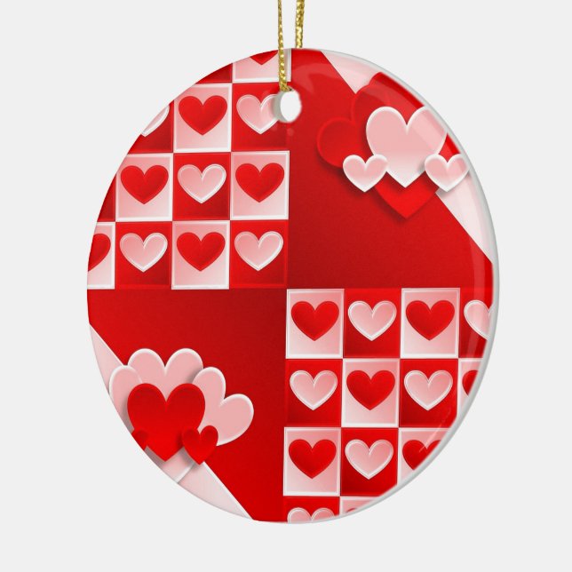 Romantische Valentinische Liebe Herz Rotes Herz Keramik Ornament (Links)