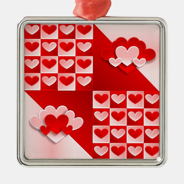 Romantische Valentinische Liebe Herz Rotes Herz Ornament Aus Metall (Vorne)