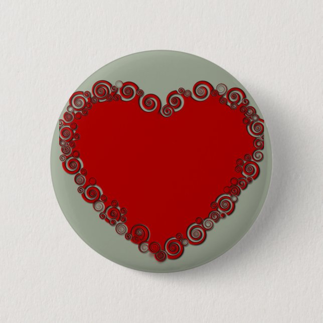 Romantische Valentinische Liebe Rotes Herz Button (Vorderseite)